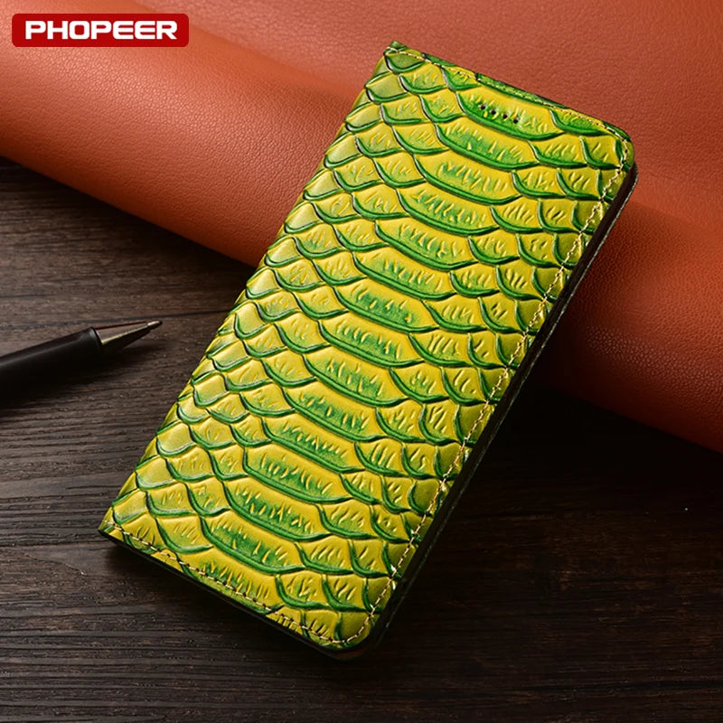 Snake Texture Genuine Leather Galaxy Note Case - DealJustDeal