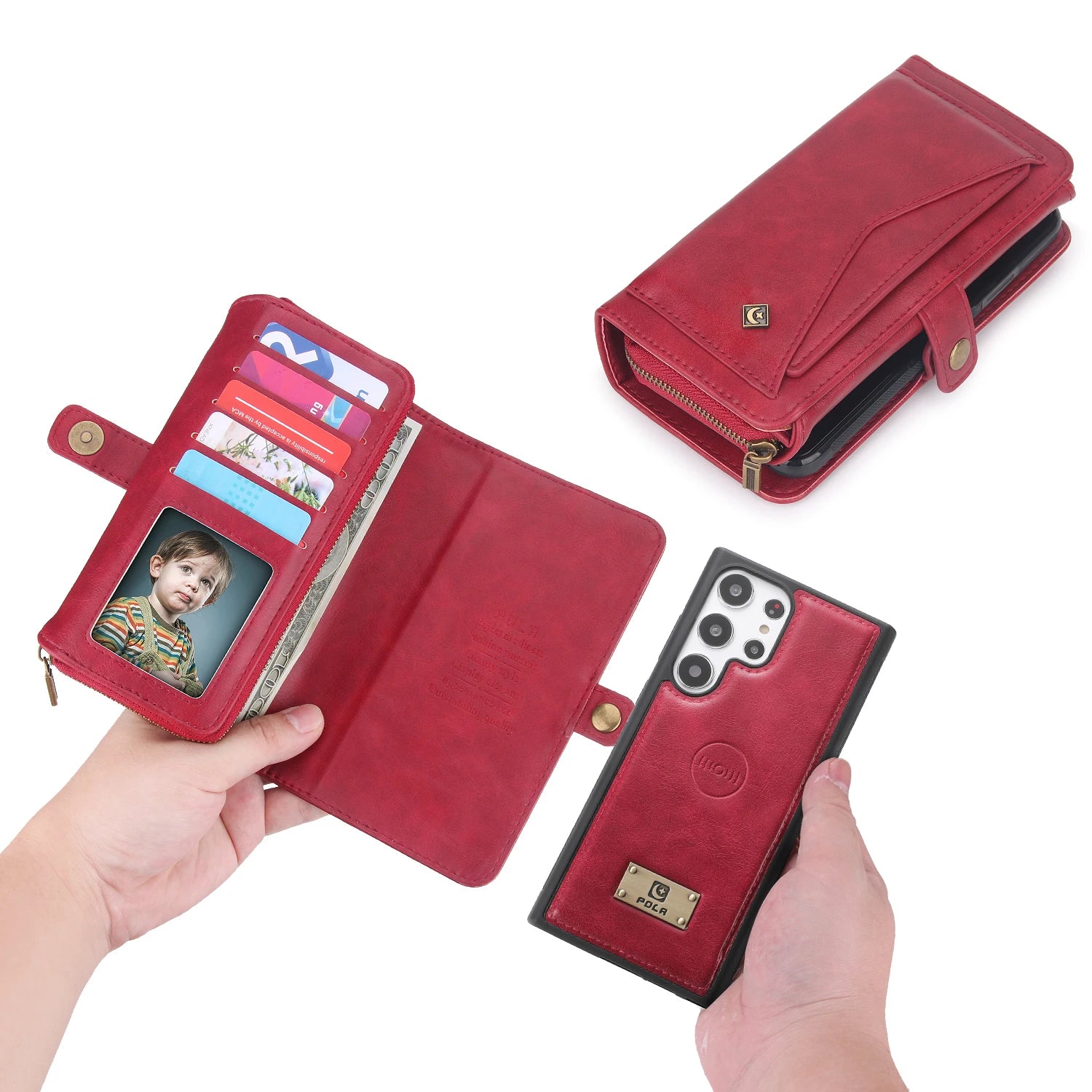 Detachable Magnetic Fold Wallet Leather Galaxy Note and S Case - DealJustDeal