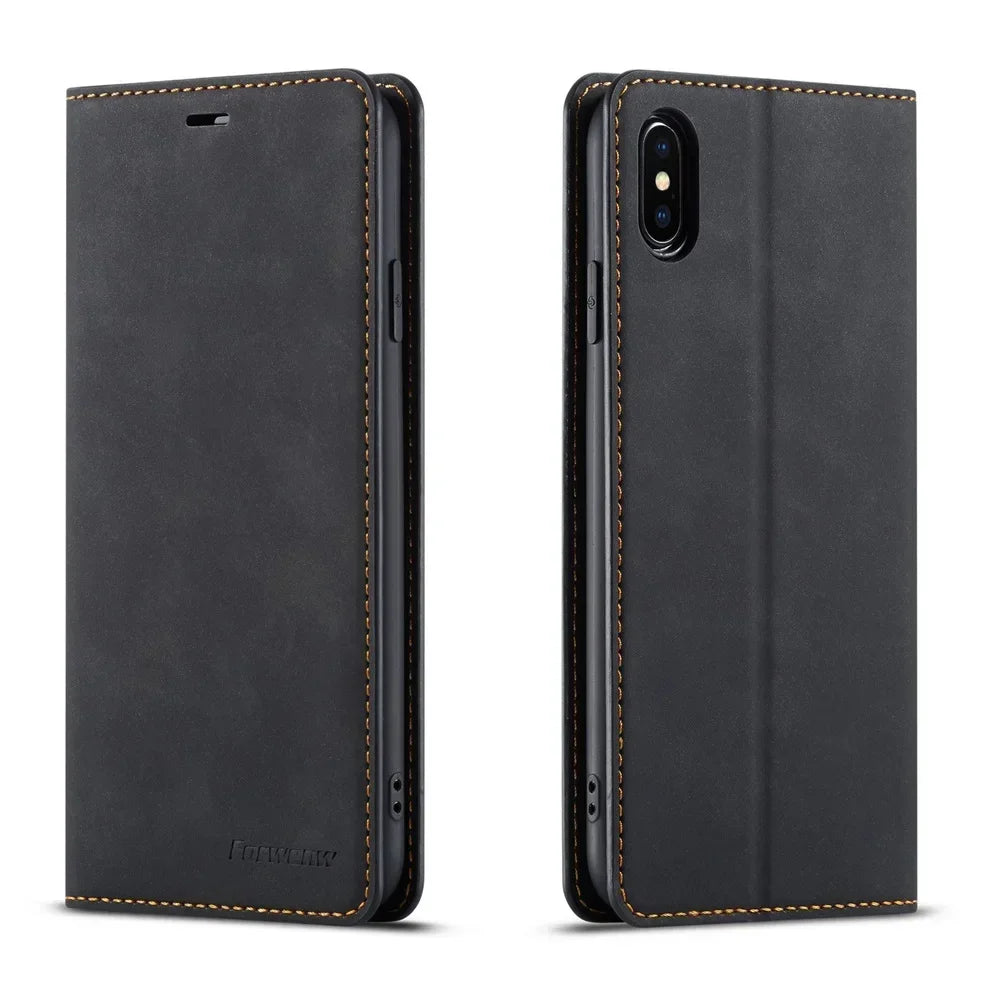 Magnetic Flip Wallet Leather iPhone Case - DealJustDeal