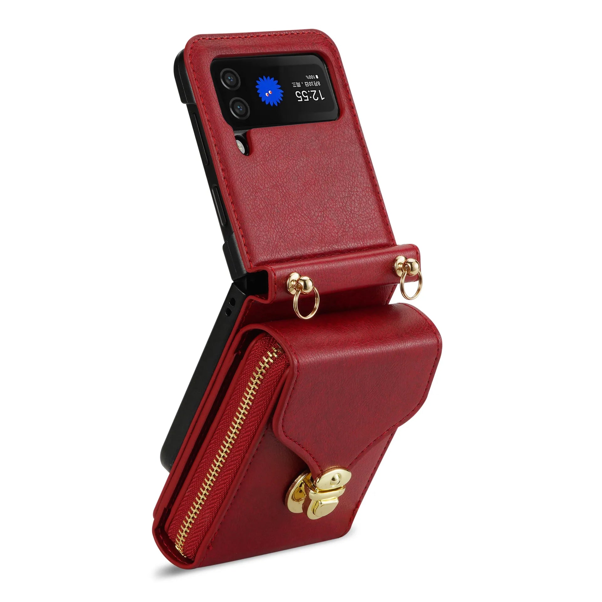 Card Holder Leather Wallet Galaxy Z Flip Case - DealJustDeal