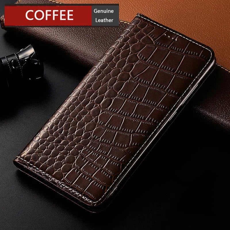 Crocodile Genuine Leather Flip Google Case - DealJustDeal