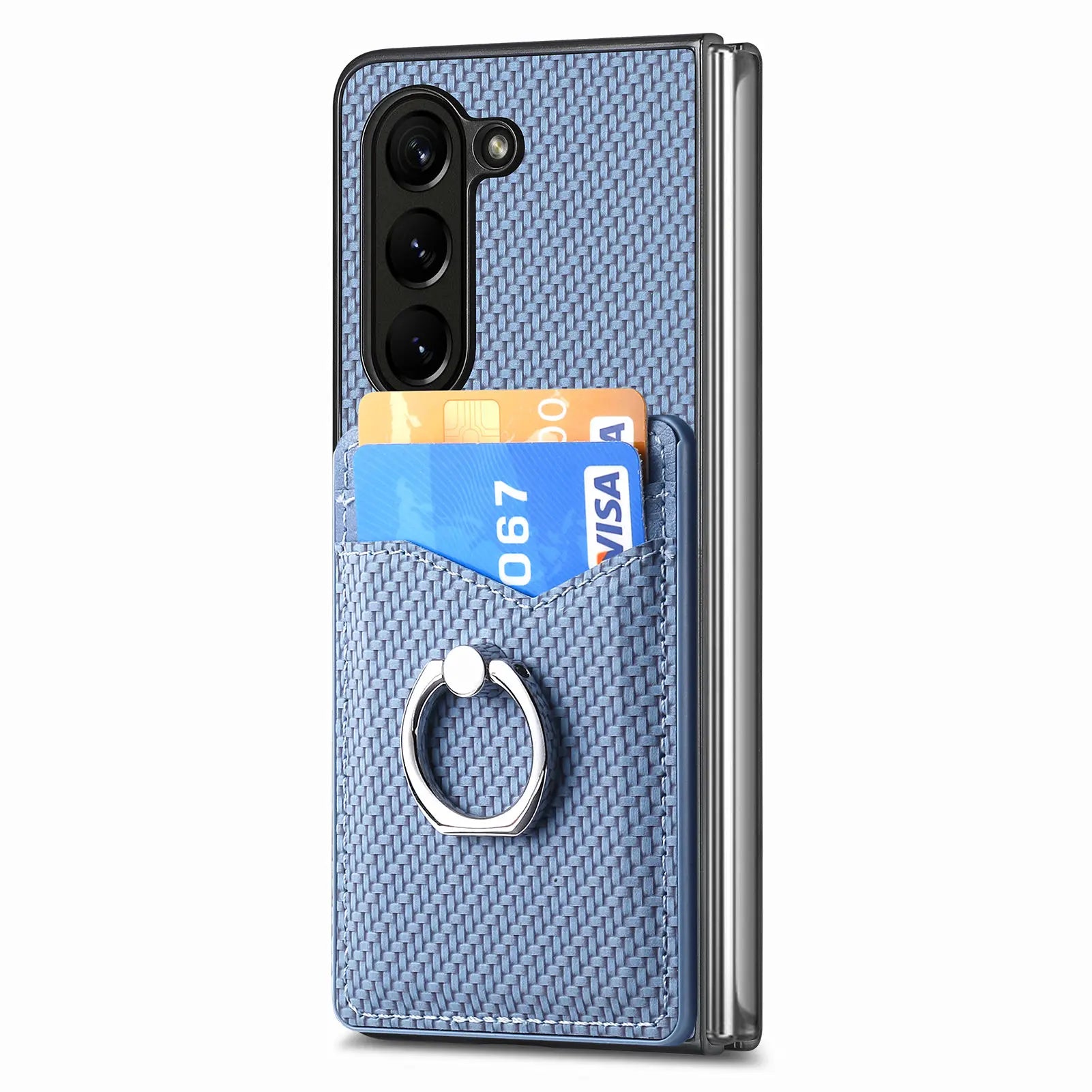 Carbon Fiber Magnetic Cards Slot Wallet Galaxy Z Fold Case - DealJustDeal