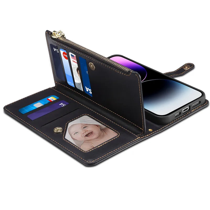 RFID Card Holder NFC Credit Wallet Flip Leather Galaxy A, Note and S Case - DealJustDeal