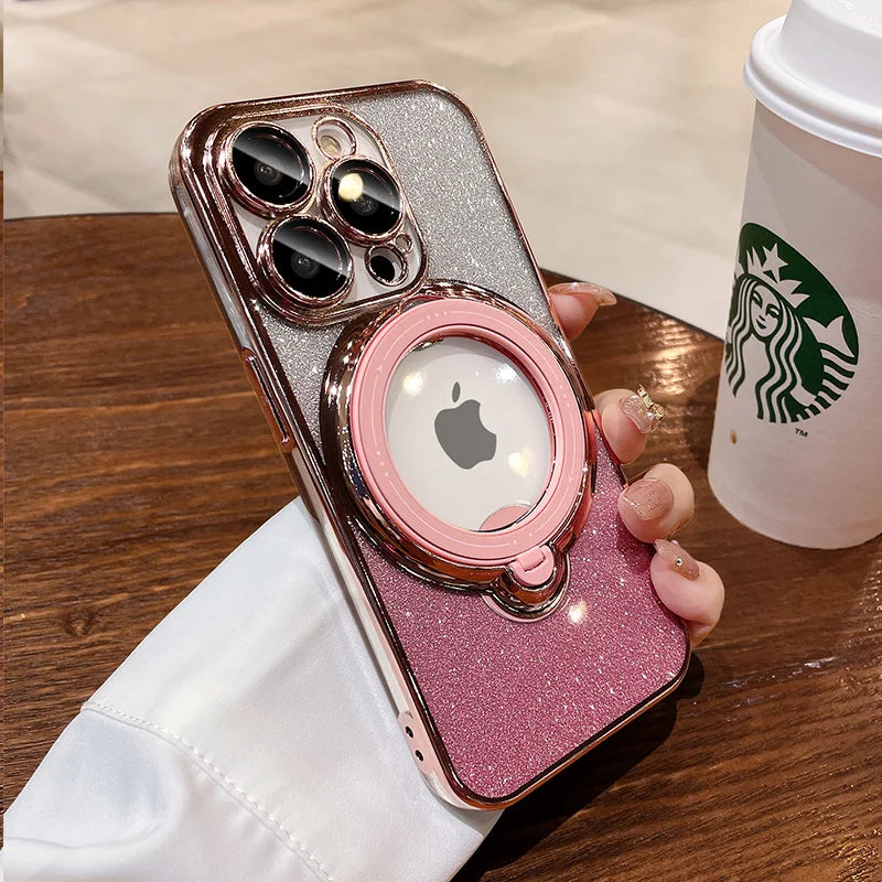 Magnet Glitter Plating Bracket Magsafe iPhone Case - DealJustDeal