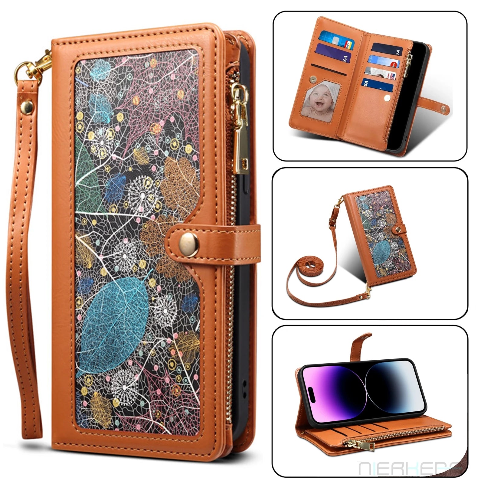 RFID Card Wallet Lanyard Flip Leather Galaxy A, Note and S Case - DealJustDeal