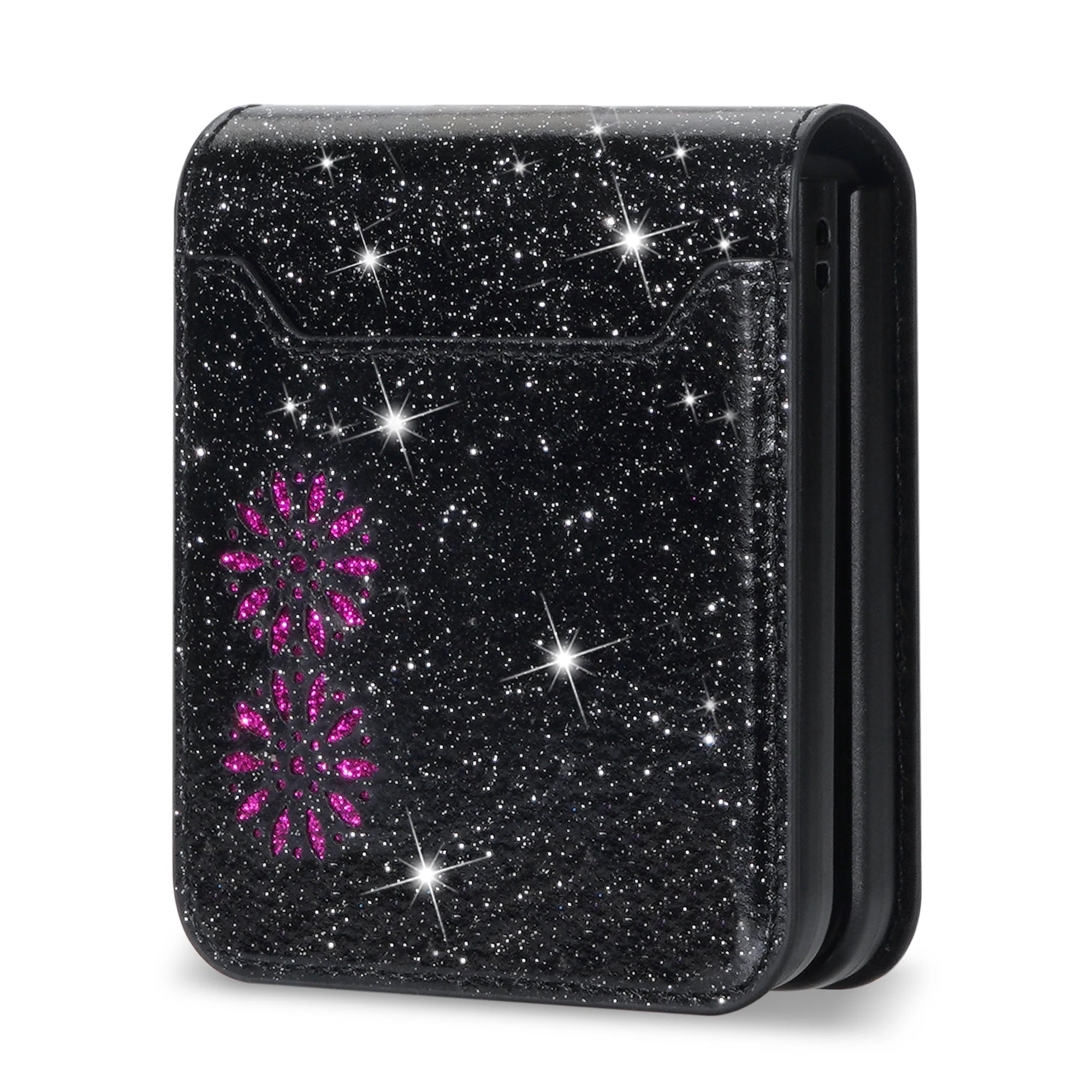 Wallet Cards Holder Glitter Bling Protection Leather Galaxy Z Flip Case - DealJustDeal