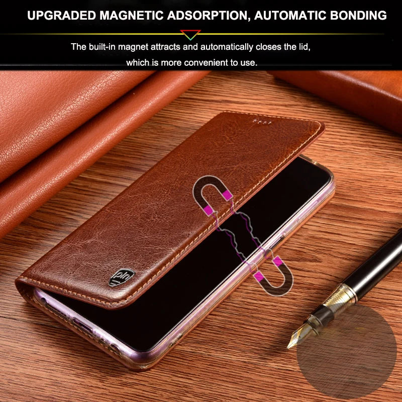 Magnetic Wallet Flip Cowhide Genuine Leather Galaxy S Case - DealJustDeal