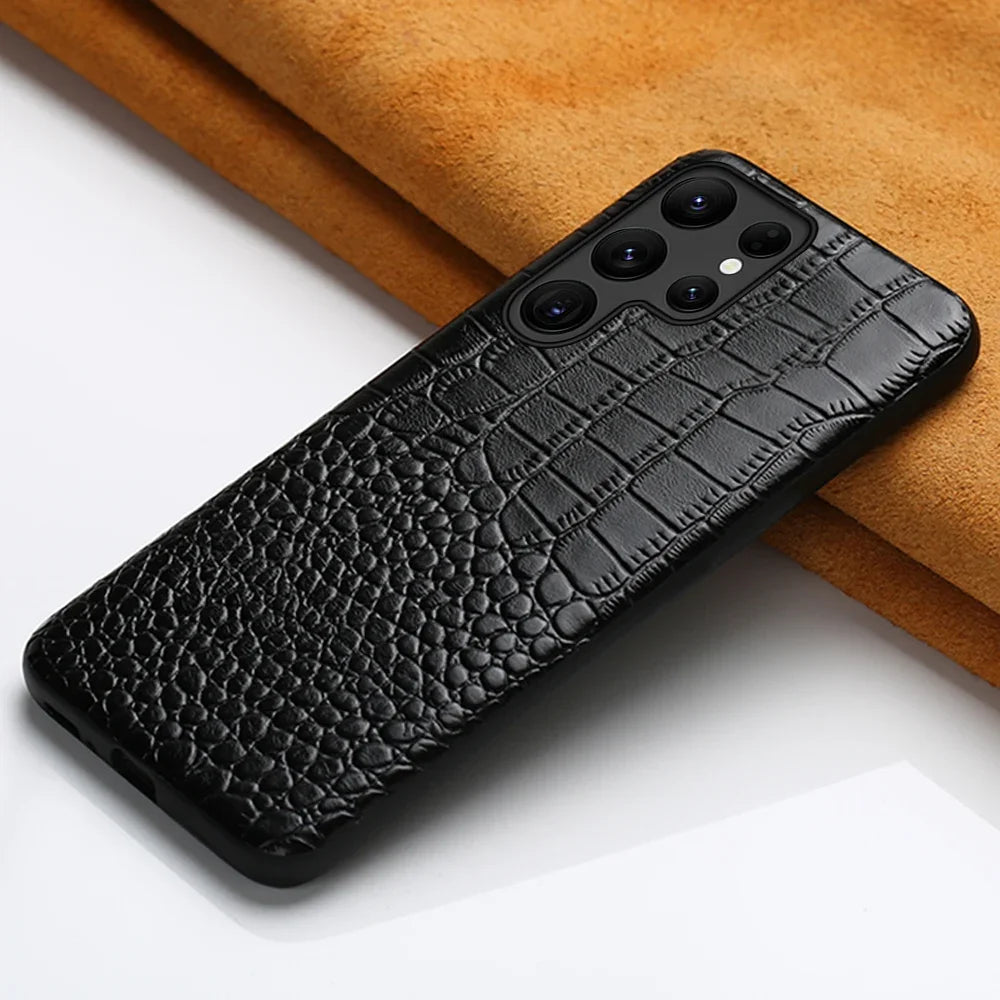 Retro Crocodile Alligator Grain Armor Genuine Leather Galaxy S Case - DealJustDeal