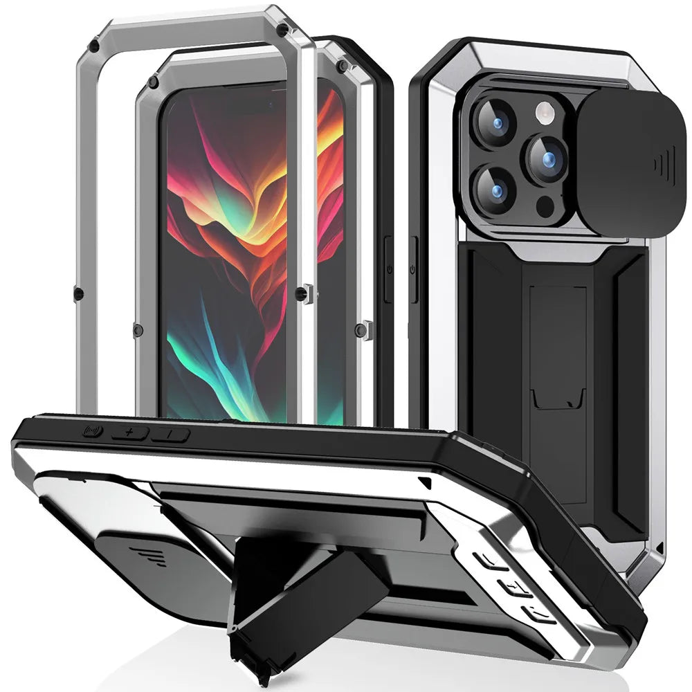 Tempered Glass Armor Metal iPhone Case - DealJustDeal