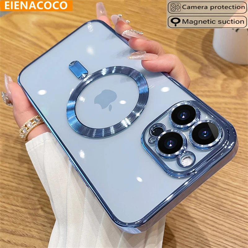 Plating Clear Soft Silicone Magnetic iPhone Case - DealJustDeal