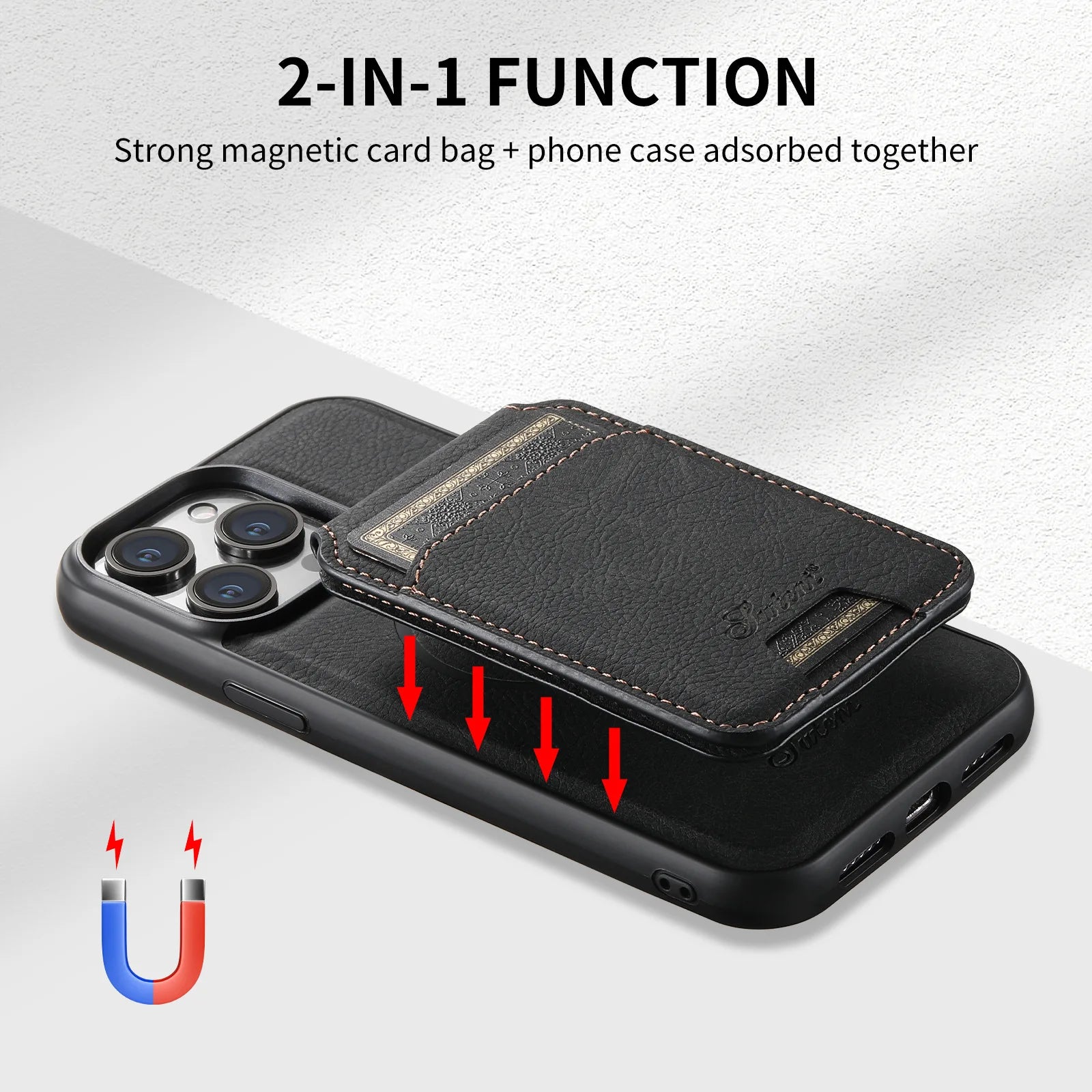 Detachable Magnet Holder Stand Leather Wallet Case - DealJustDeal