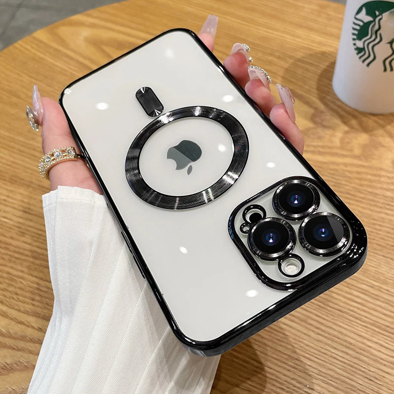 Transparent Plating Silicone Soft Magnetic iPhone Case - DealJustDeal