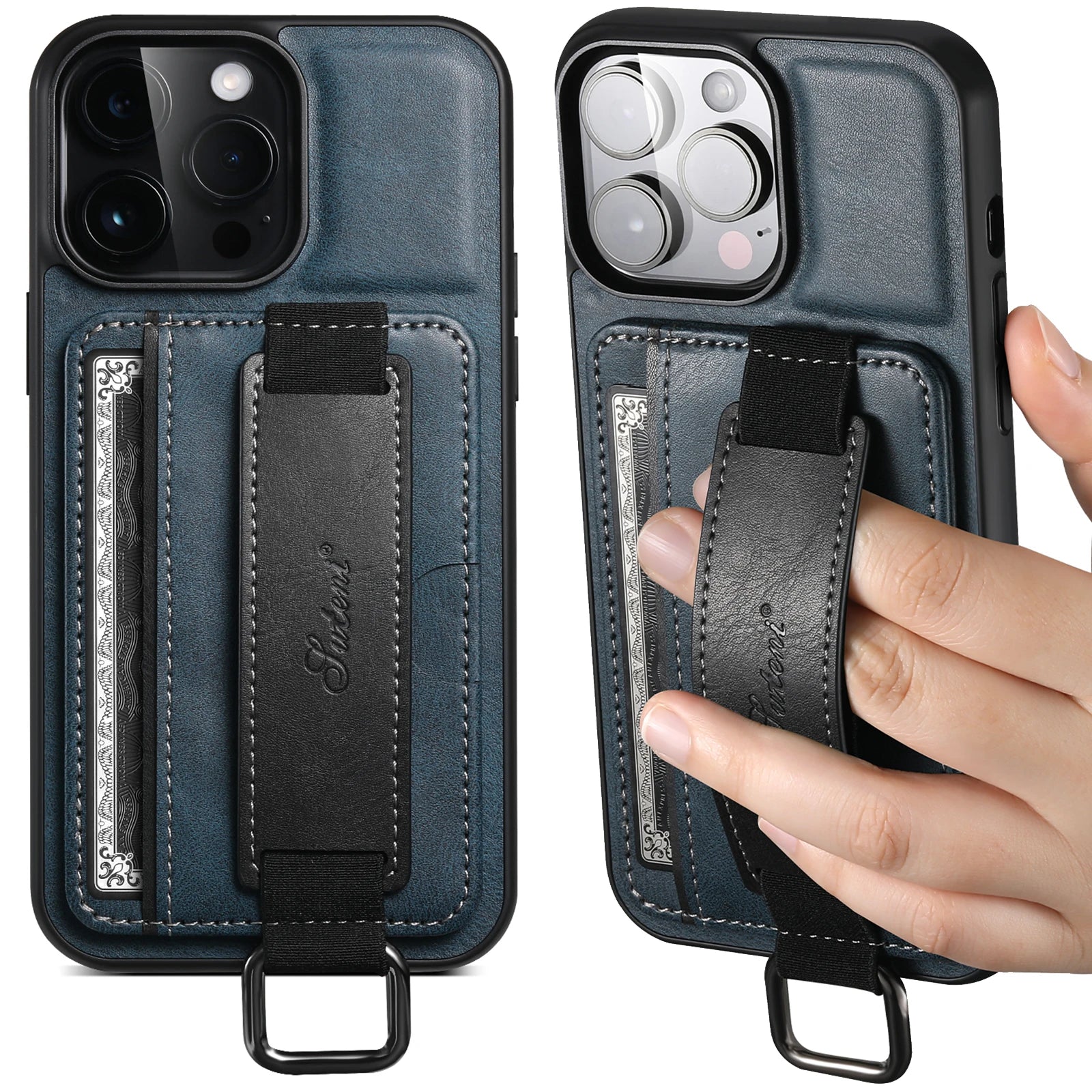 Wrist strap Leather Wallet iPhone Case - DealJustDeal