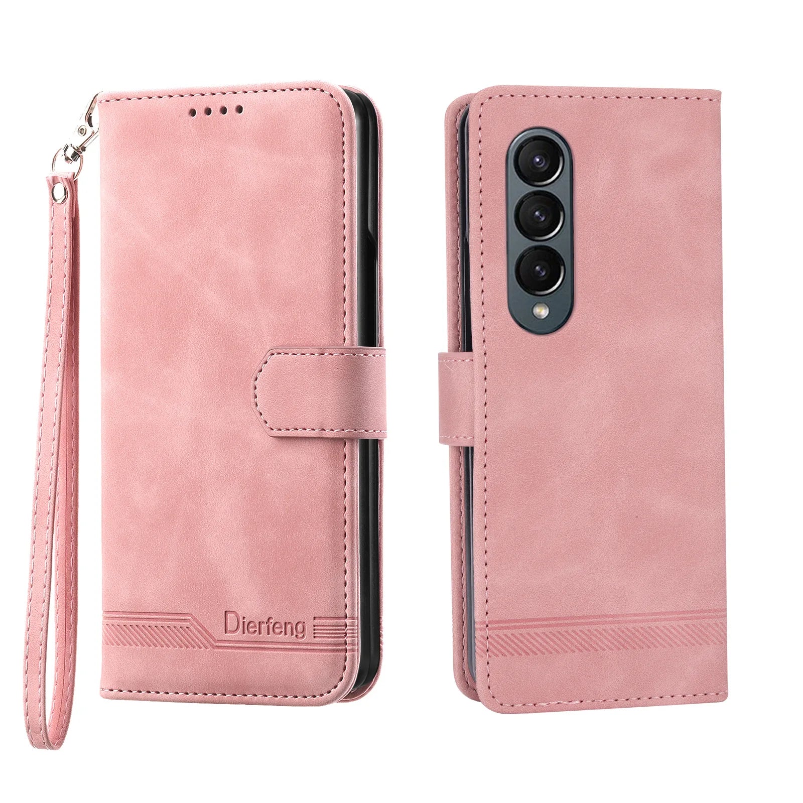 Hand Strap Wallet Cards Hinge Leather Galaxy Z Fold Case - DealJustDeal