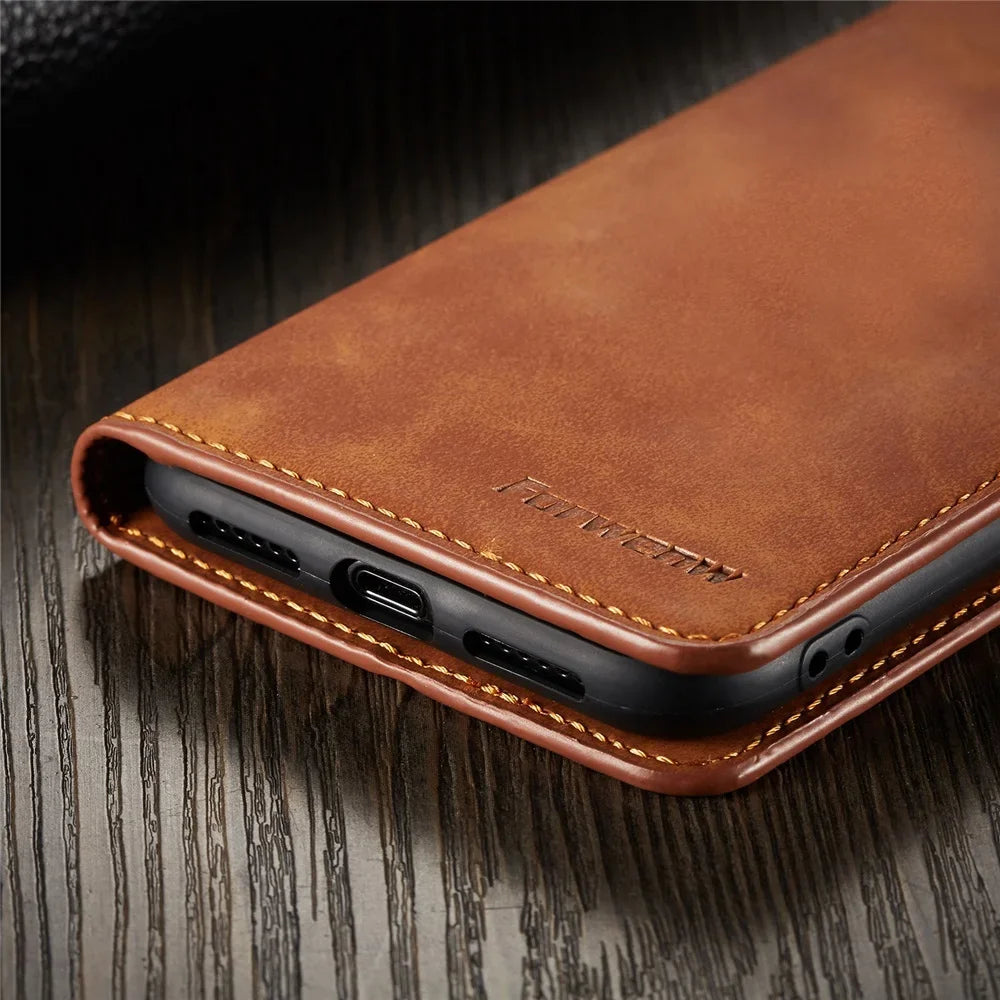 Flip Magnet Thin Suede Leather Wallet iPhone Case - DealJustDeal