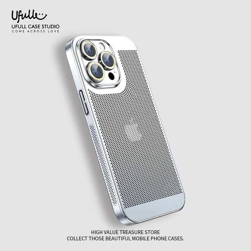 Electroplated Border Honeycomb Mesh Heat Dissipation iPhone Case - DealJustDeal