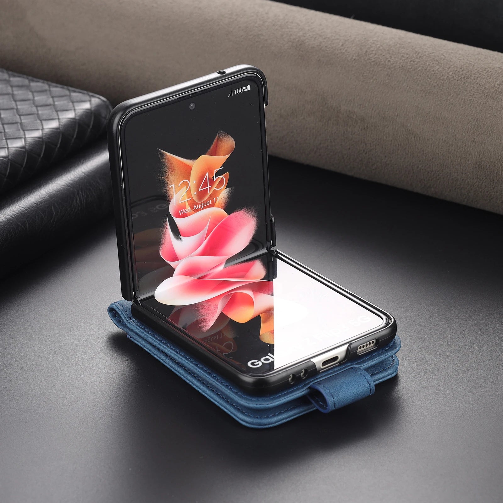 Magnetic Card Wallet  Leather Folding Galaxy Z Flip Case - DealJustDeal