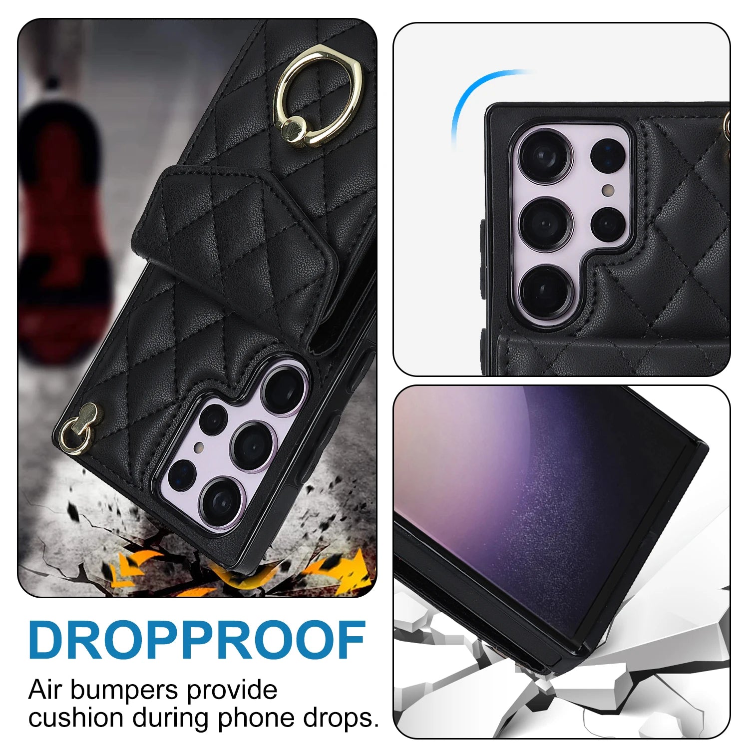 Crossbody Cards Slot Ring Holder Leather Galaxy S Case - DealJustDeal