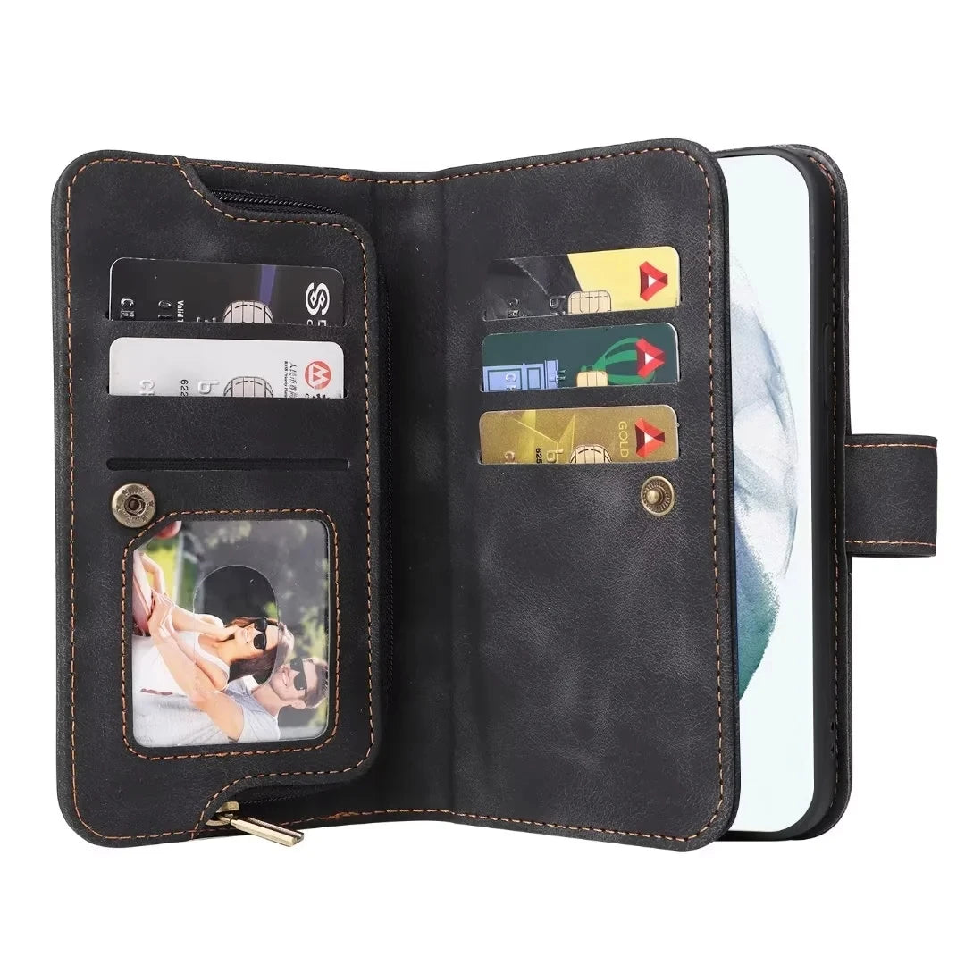 Dual Layer Wallet Holder Leather Flip Galaxy Note and S Case - DealJustDeal