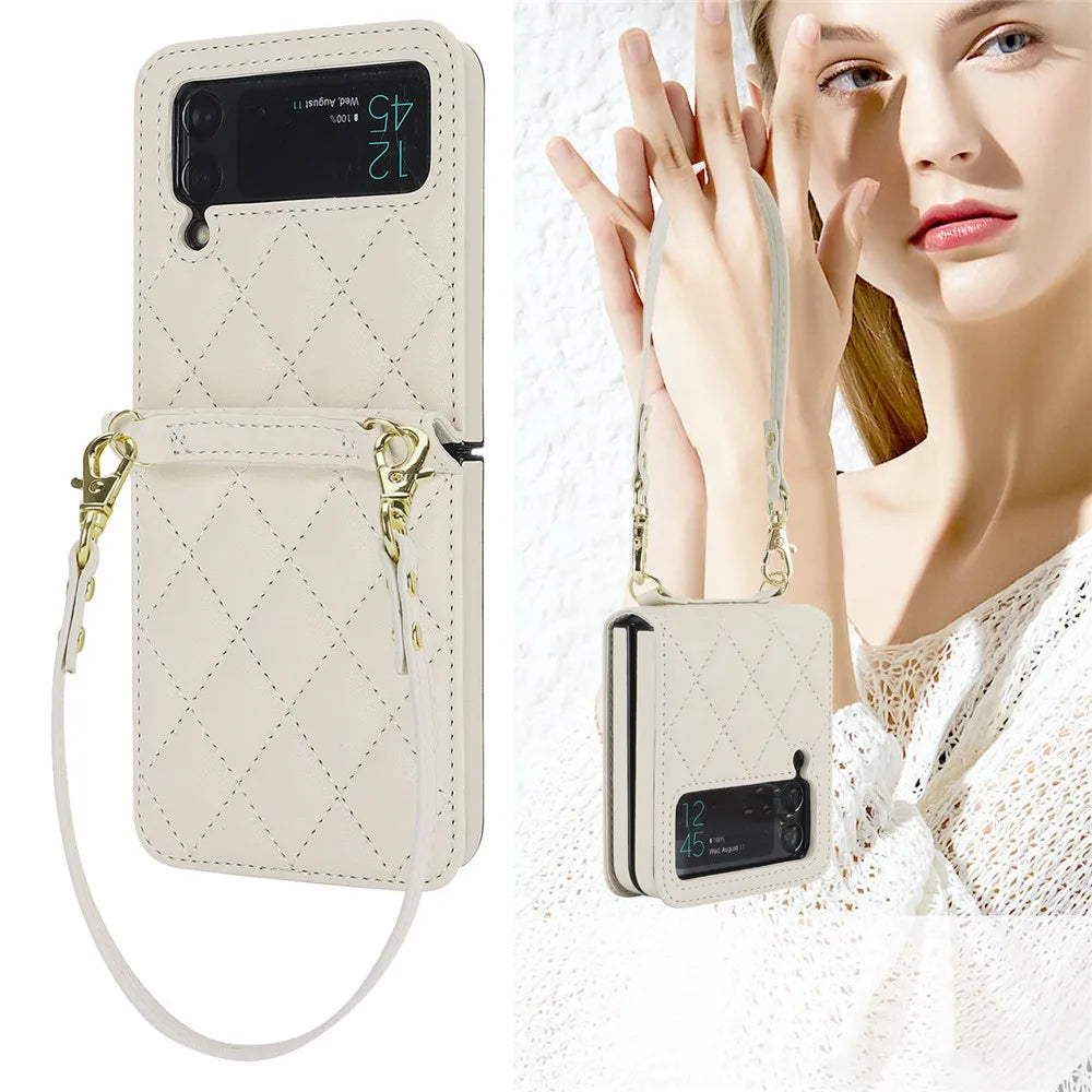 Luxury Crossbody Leather Galaxy Z Flip Case - DealJustDeal