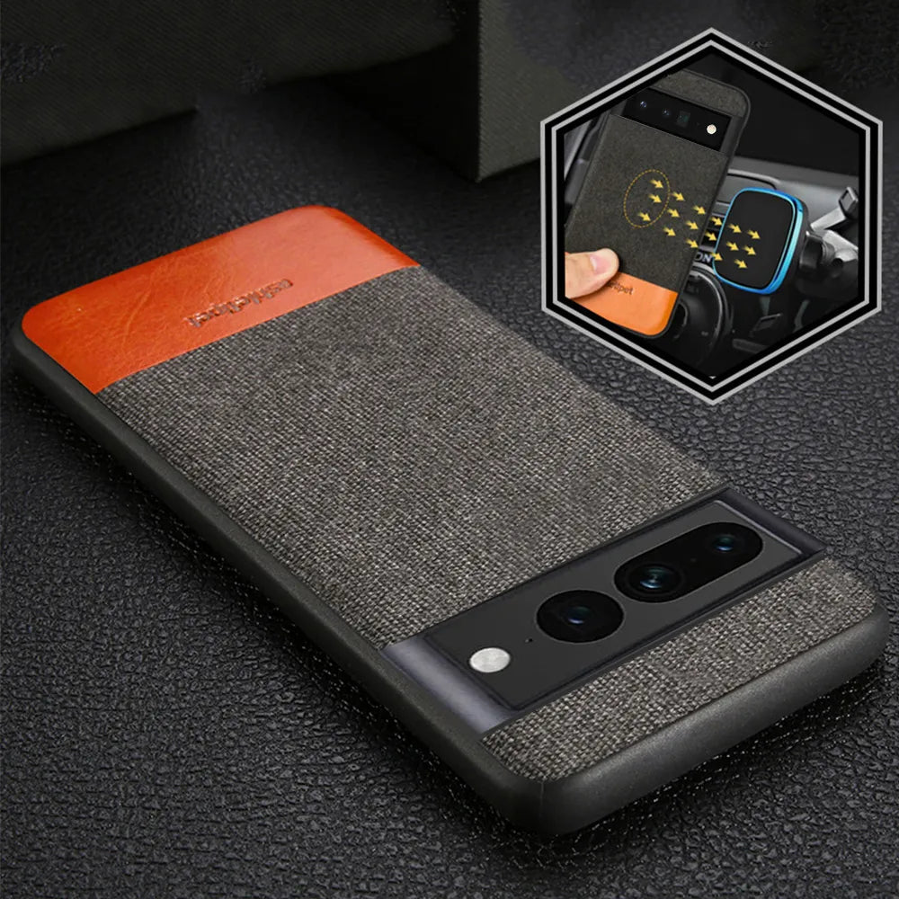 Canvas Leather Magnetic shockproof Google Case - DealJustDeal