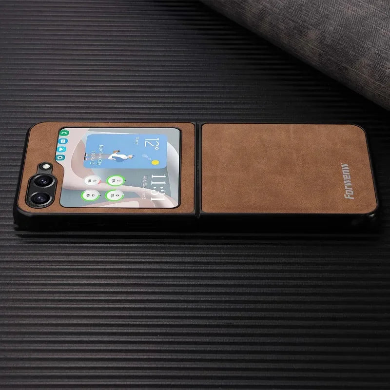 Retro PU Leather Galaxy Z Flip Case - DealJustDeal