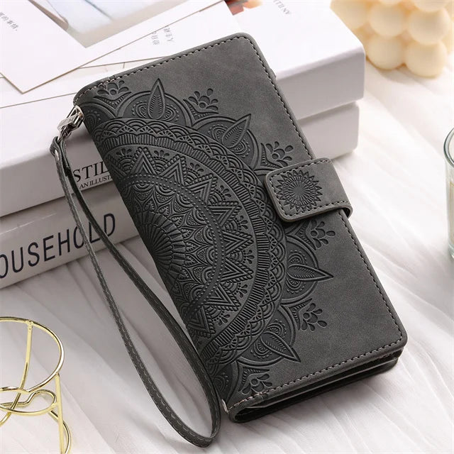 Card Wallet Embossing Leather Flip Galaxy Note and S Case - DealJustDeal