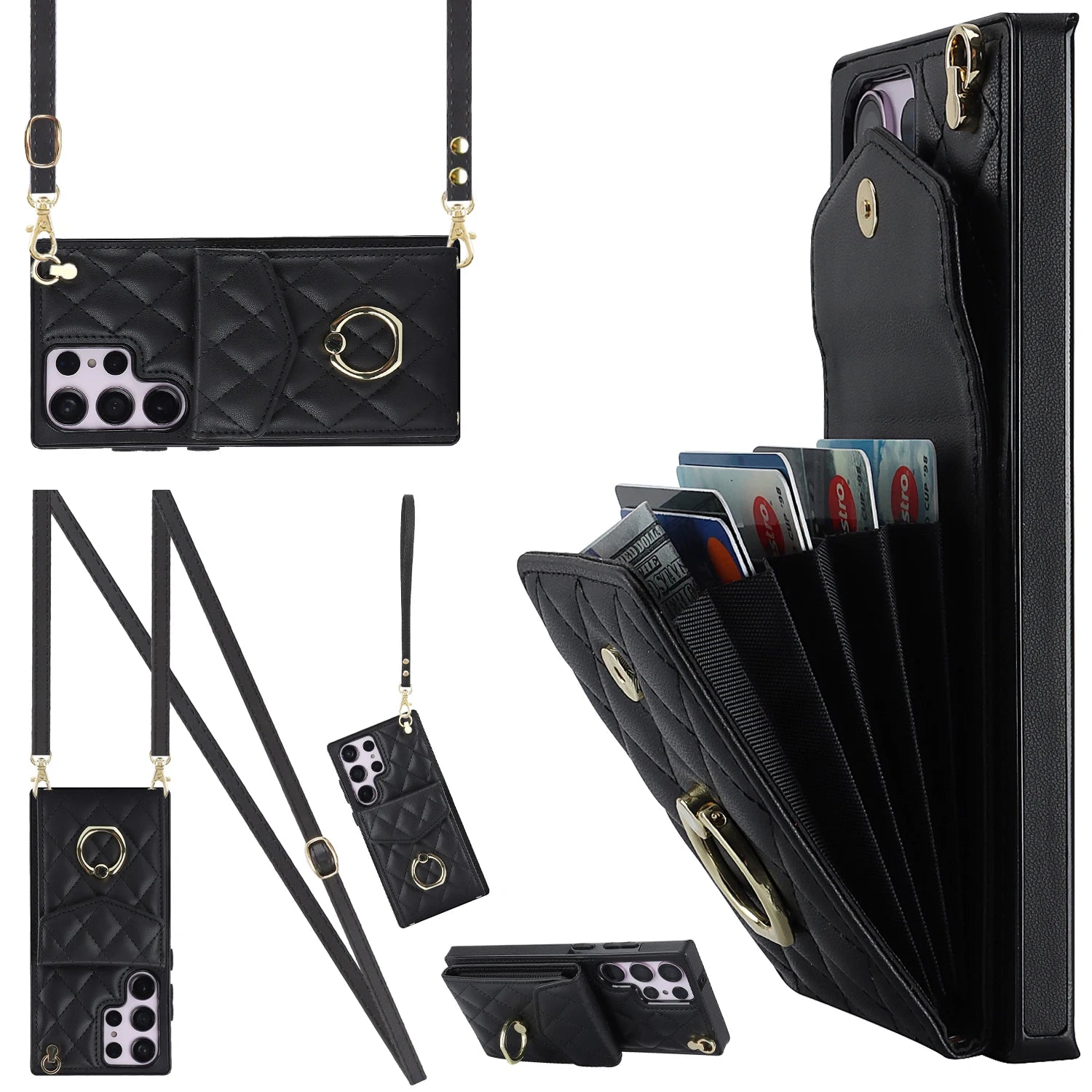 Wallet Cards Slot Ring Holder Leather Galaxy S Case - DealJustDeal