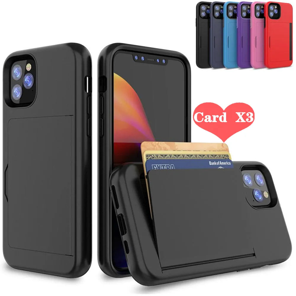 Armor Card Slot Candy Color iPhone Case - DealJustDeal