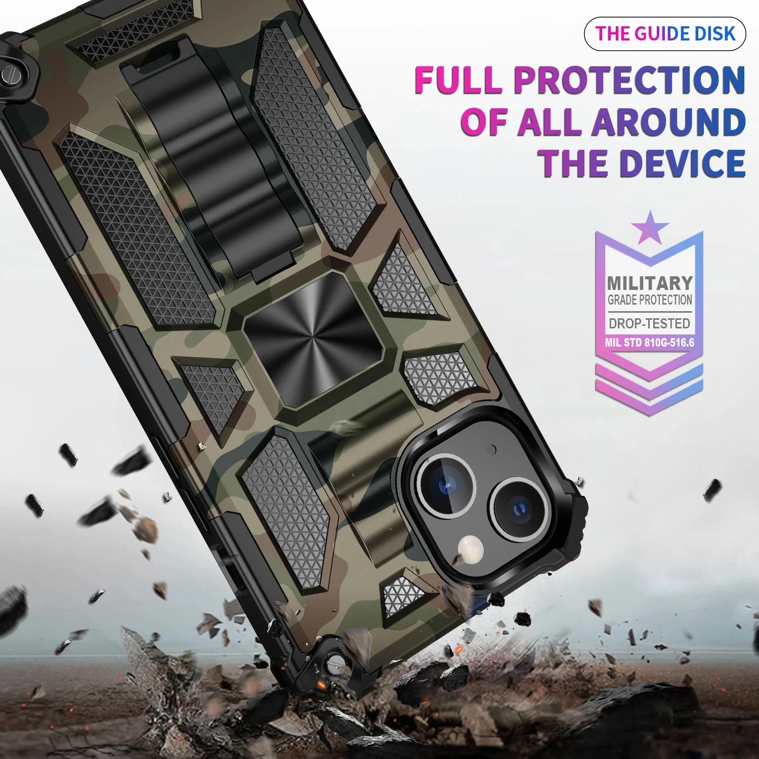 Hybrid Armor Military Grade Camouflage Built-in Kickstand iPhone Case - DealJustDeal