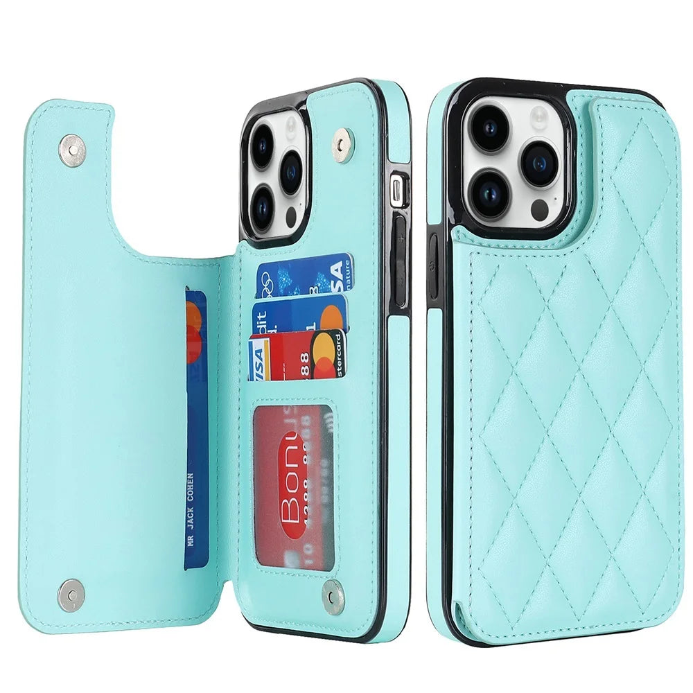 Leather Retro Card Holder Flip iPhone Case - DealJustDeal