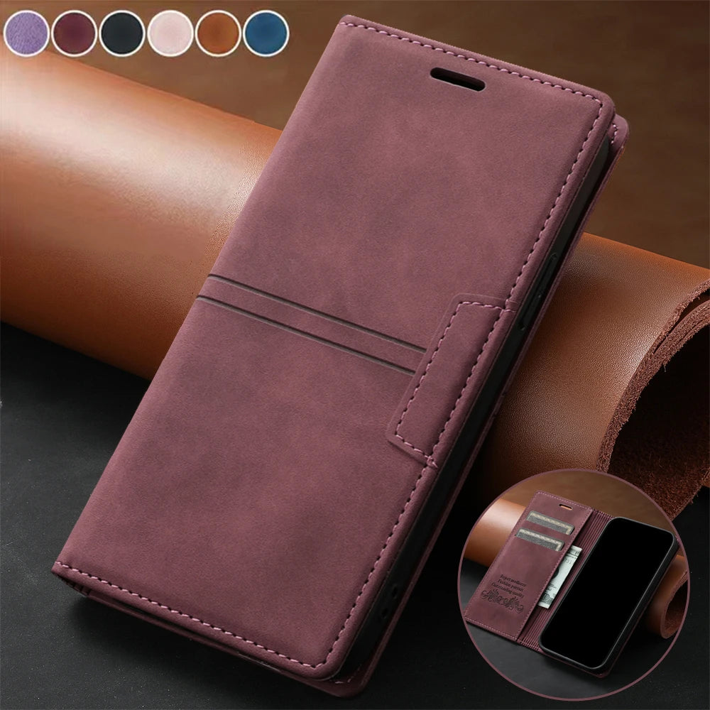 Card Holder Leather Flip Wallet Galaxy Note and S Case - DealJustDeal