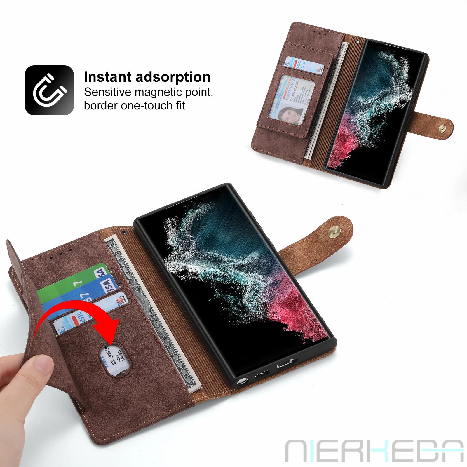 Flip Wallet Anti-Theft Brush Leather Galaxy Note and S Case - DealJustDeal