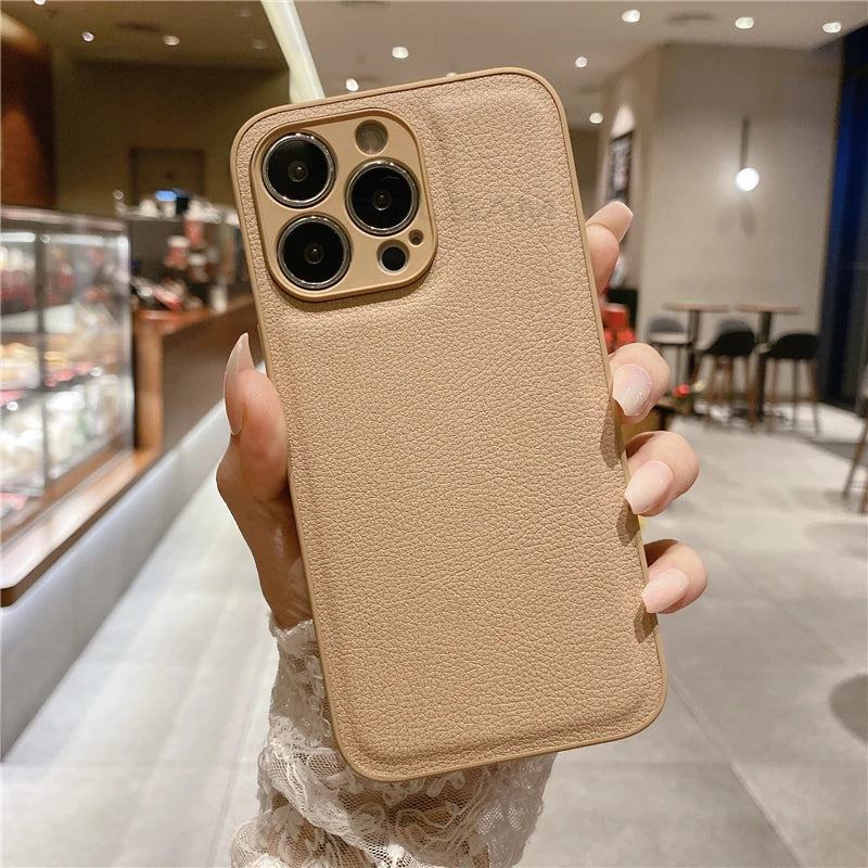 Soft Full Camera Protection Leather Texture Shockproof iPhone Case - DealJustDeal