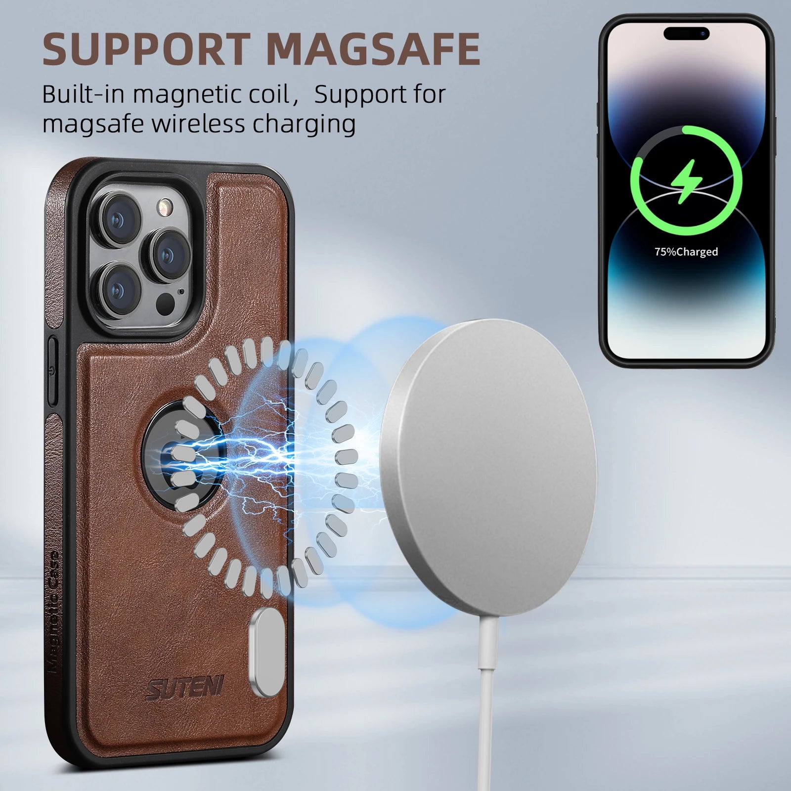 2in1 Magnetic MagSafe Card Holder Leather iPhone Case - DealJustDeal