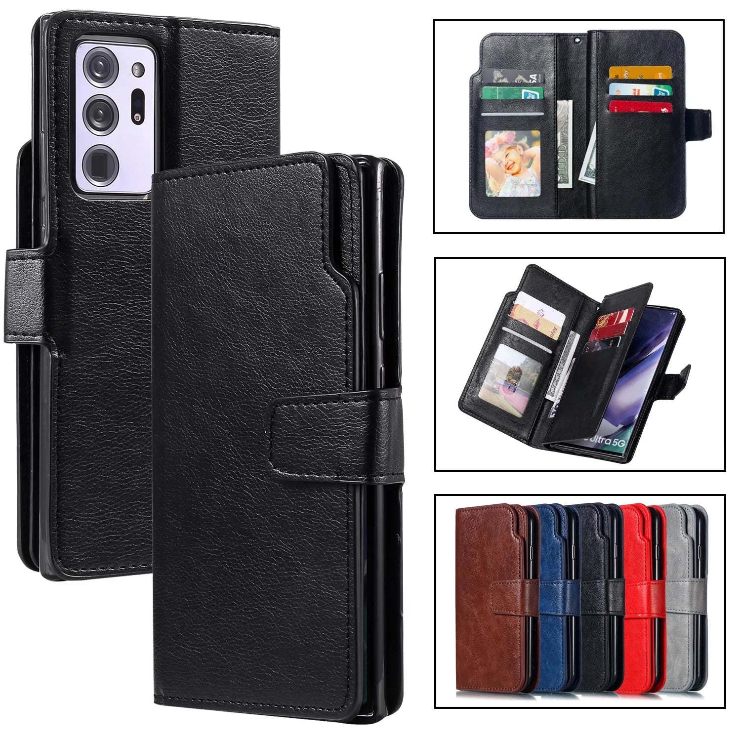 Card Slots Wallet Flip Leather Galaxy A and M Case - DealJustDeal