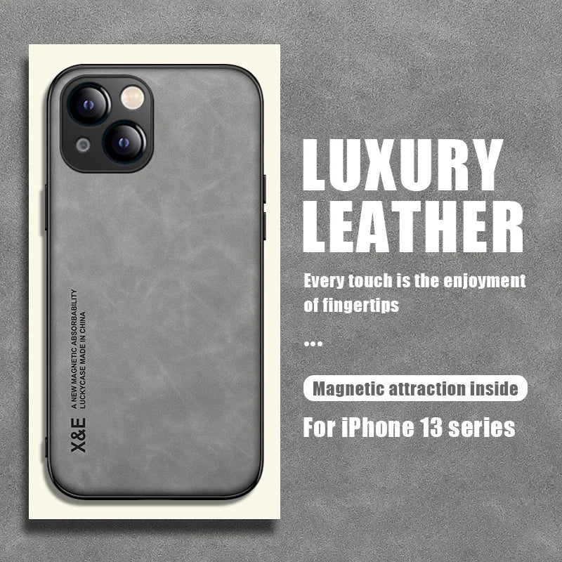 Sheepskin Matte Slim Magnetic Leather iPhone Case - DealJustDeal