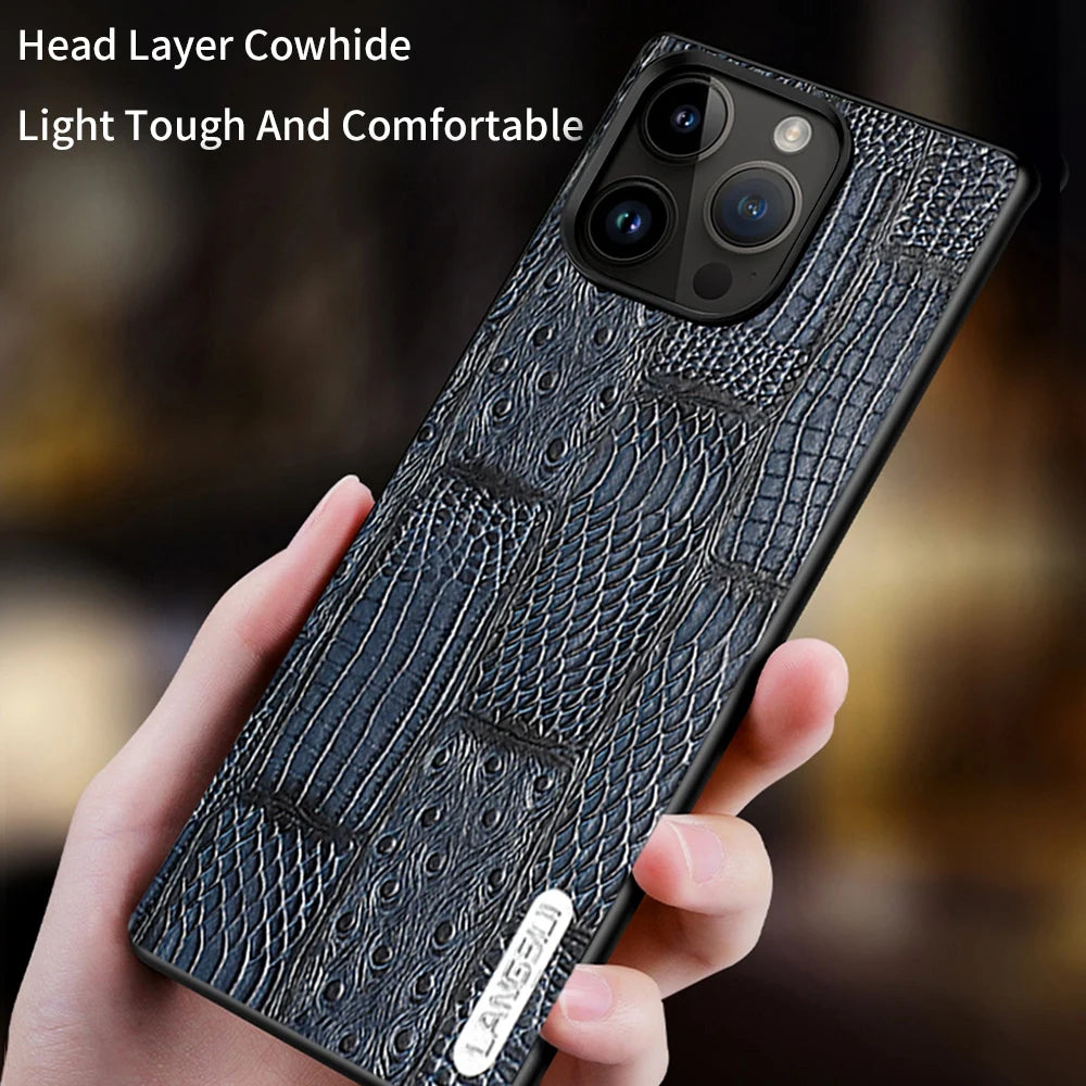 Retro Splice Genuine Leather iPhone Case - DealJustDeal