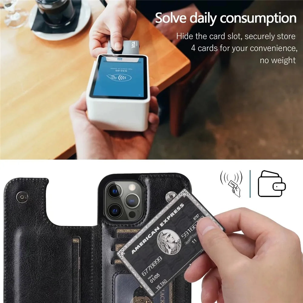 Card Holder Leather iPhone Case - DealJustDeal