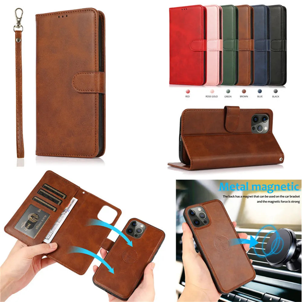 Stand Flip Wallet Magnetic Leather Protective iPhone Case - DealJustDeal