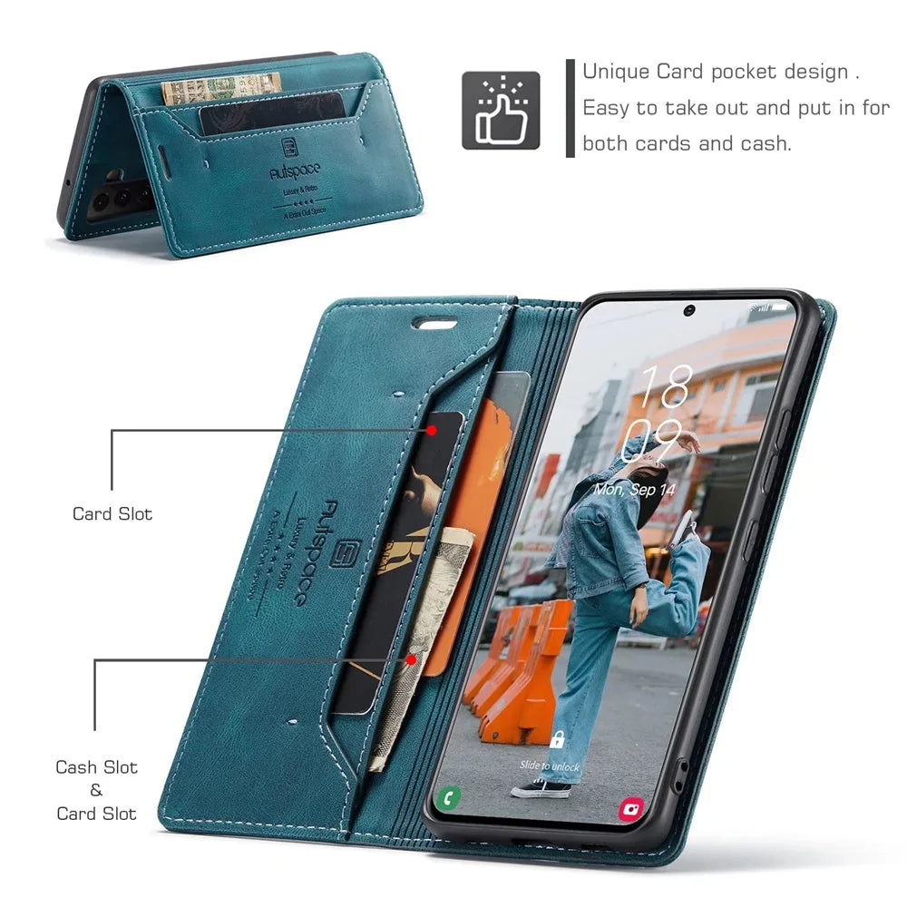 Wallet Folio Flip Leather Galaxy A and S Case - DealJustDeal