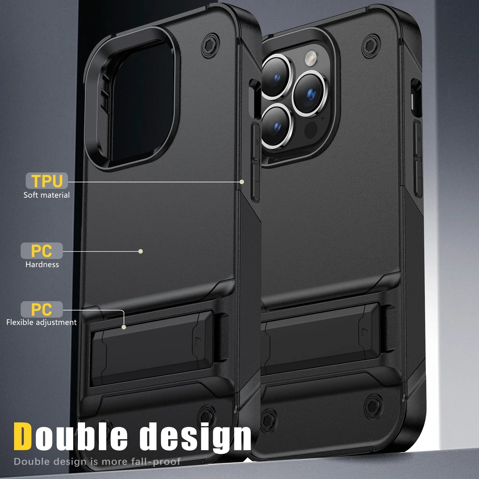 TPU Plastic Kickstand Rugged Armor Shockproof iPhone Case - DealJustDeal