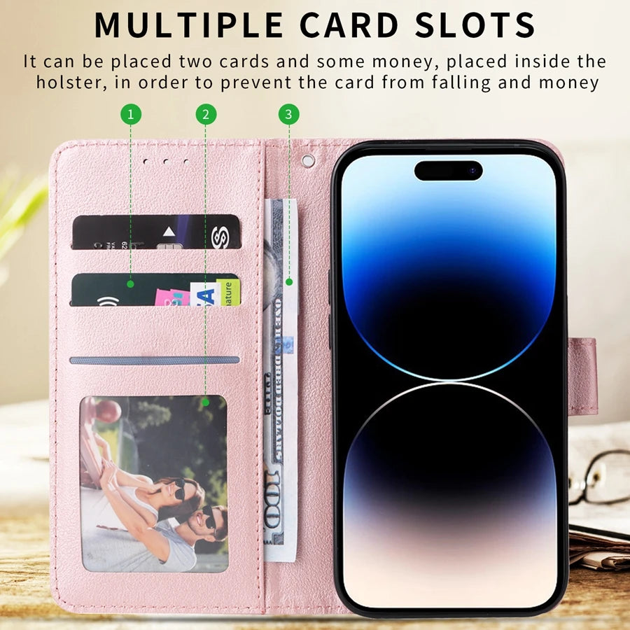 Wallet With Card Photo Frame Stand Magnetic Flip Leather iPhone Case - DealJustDeal