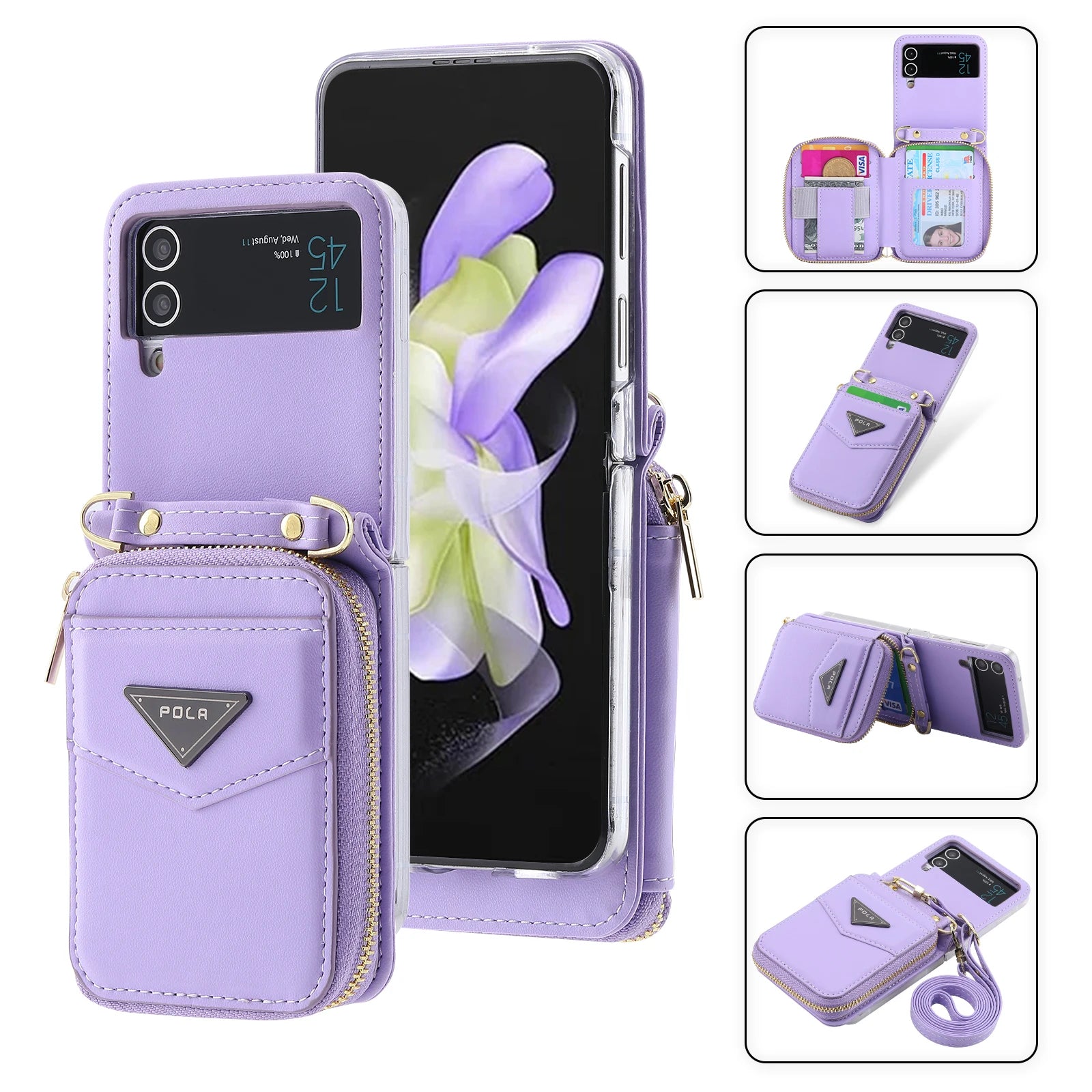 Zipper Purse Wallet Leather Galaxy Z Flip Case - DealJustDeal