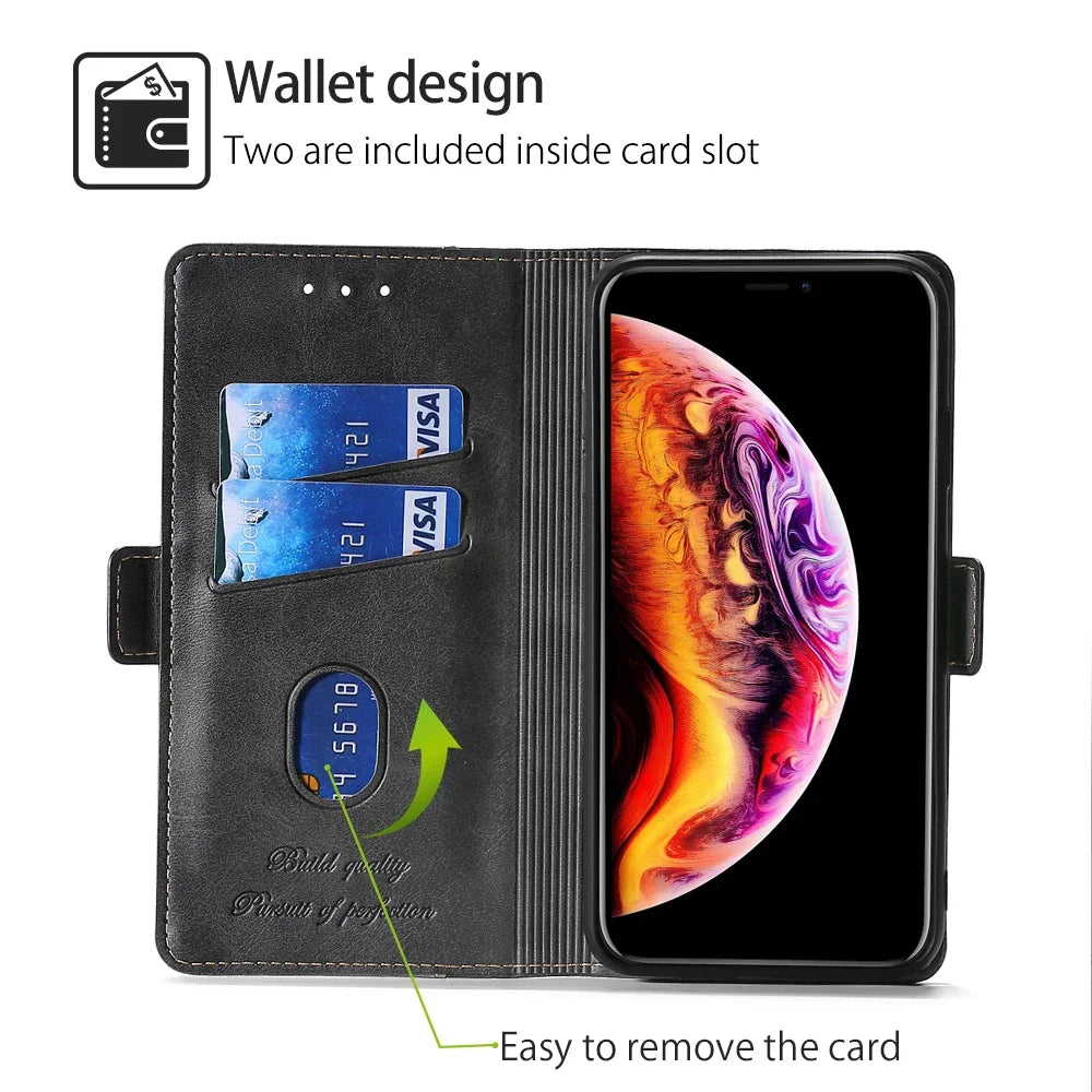 Leather Wallet Card Slot Flip Google Case - DealJustDeal