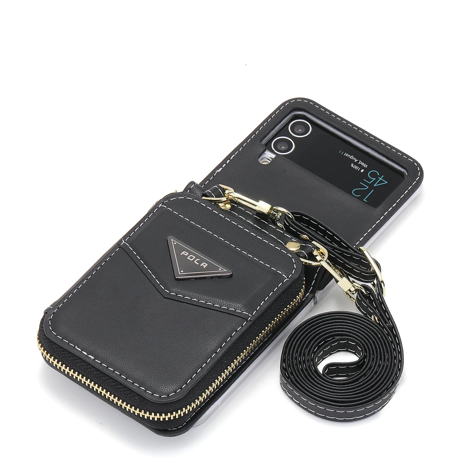 Zipper Purse Wallet Leather Galaxy Z Flip Case - DealJustDeal