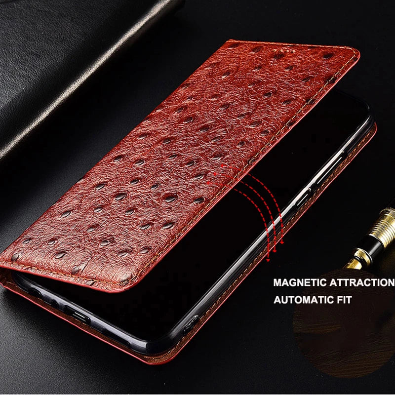 Magnetic Flip Ostrich Veins Genuine Leather Galaxy S Case - DealJustDeal