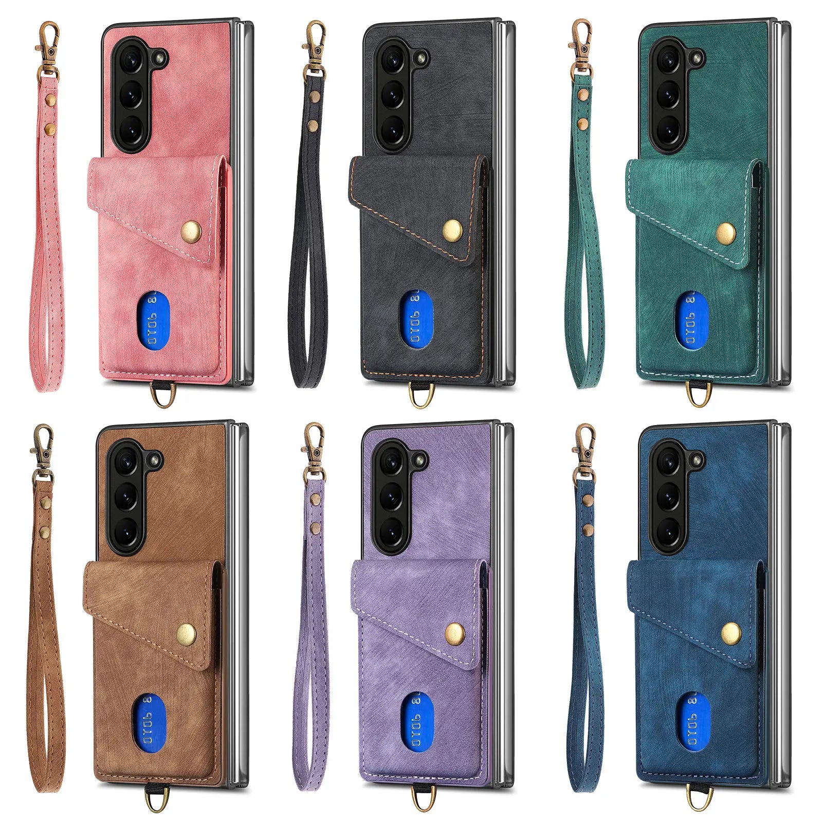 Hand Strap Flip Anti Drop Leather Wallet Galaxy Z Fold Case - DealJustDeal