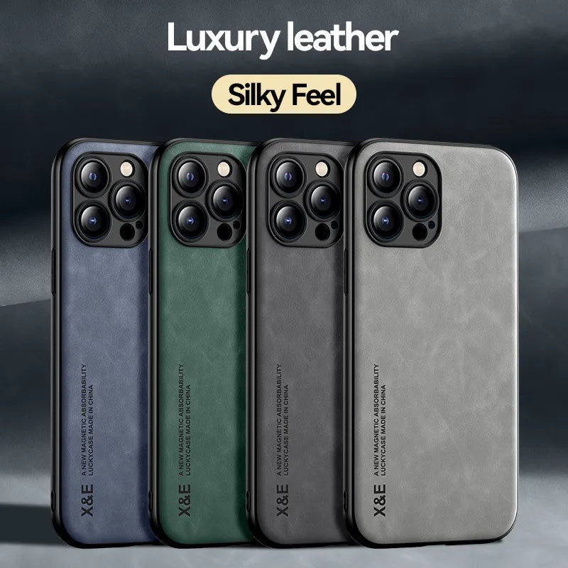 Sheepskin Matte Slim Magnetic Leather iPhone Case - DealJustDeal