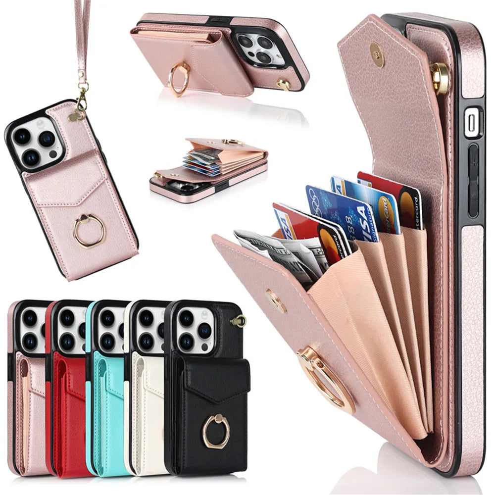 Wallet Card Holder Stand Leather iPhone Case - DealJustDeal